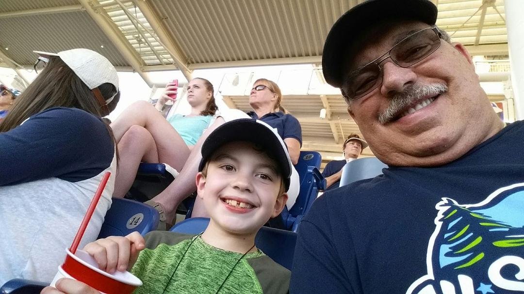 JT and Grandpa Bob at Hops game. Had a great time.