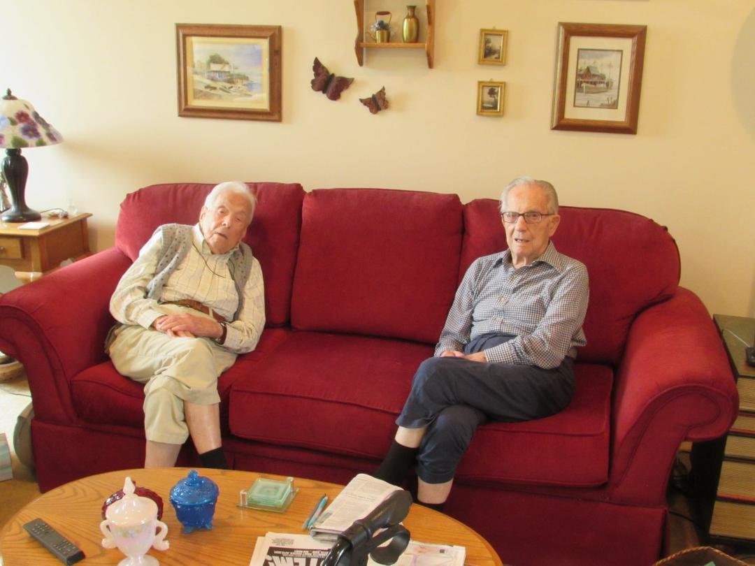 The Gentleman on the right is my father-in-law who turned 102 on July 7, the Gentleman on the left has been like a father to me for over 50 years and  he is 102 1/2.  I am blessed to have such fine gentlemen in my life.