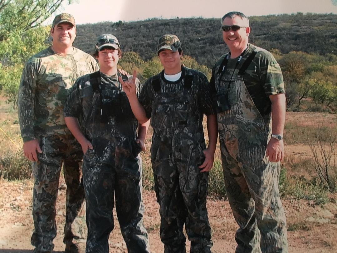 Roger Fields, his boys Blake and Kyle, and my buddy Greg Harmon at a deer hunt near Ft. Worth five years ago.