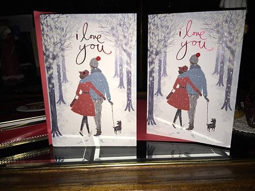 Here’s what almost 39 years of happy marriage will get you. My sweetheart and I look for nice sentiments for the holidays, birthdays and anniversaries. Christmas Eve we exchanged our holiday ‘finds’ only to realize that we