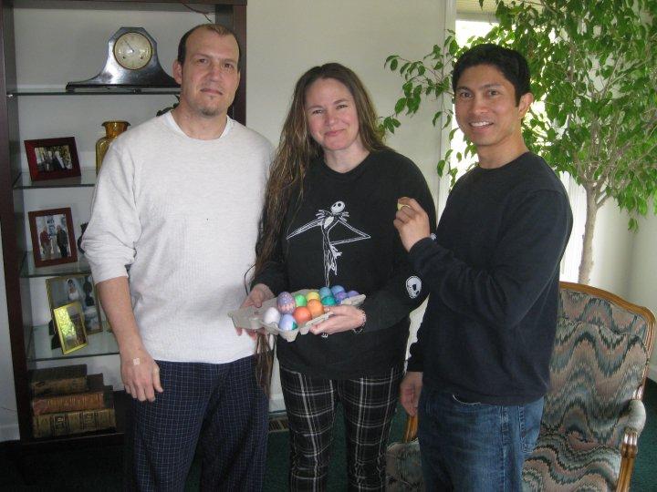 Jeff, Laura, and Romer after the big Eastrer egg hunt.