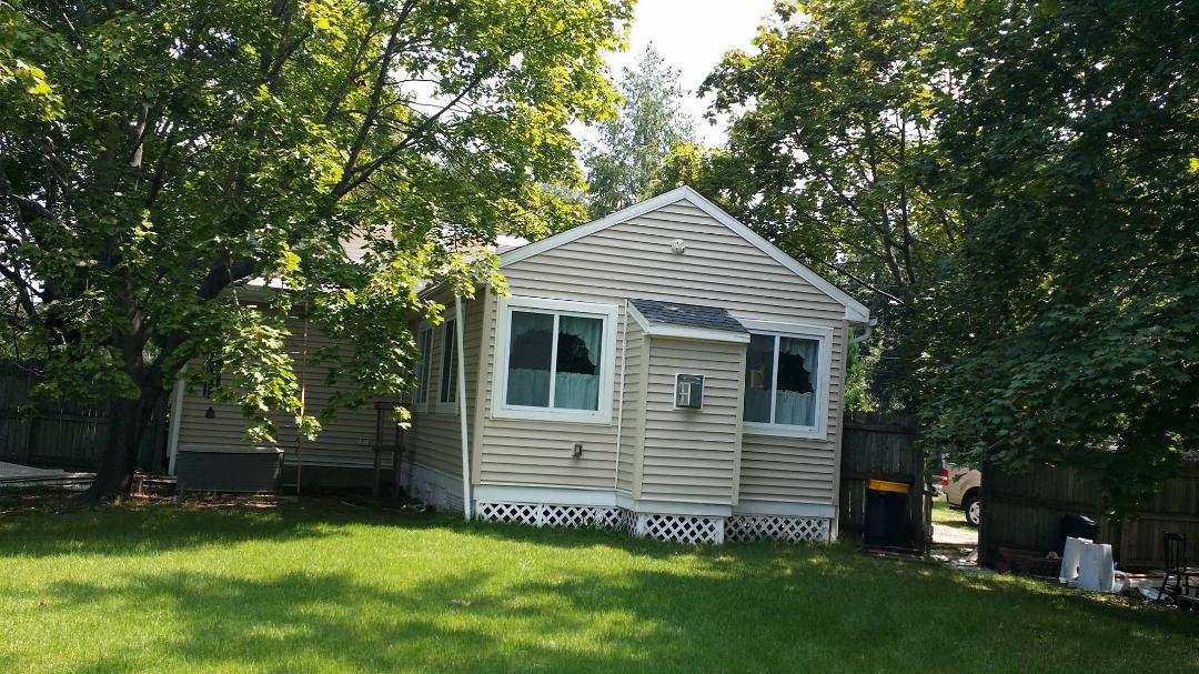 Rear view of the house and back yard.