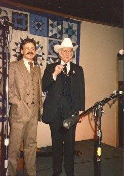 Bill Monroe and me at my nightclub, The New Melody Tavern back in 1987. The NMT was Seattle's premiere acoustic music showcase from 1984-1994.
