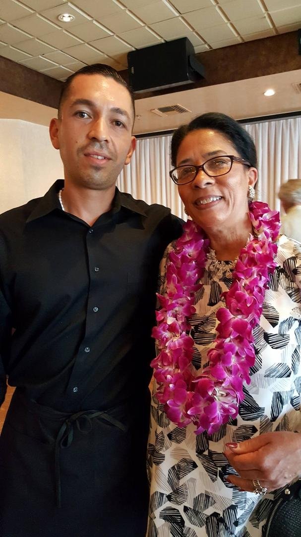 At my June 4, 2016 LASLA Retirement Luncheon with one of my former students.