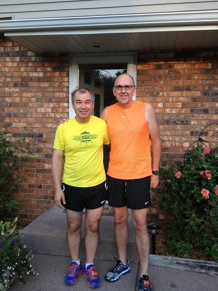 At Chuck Berge's house, just before the Bix 7 race in Davenport, IA