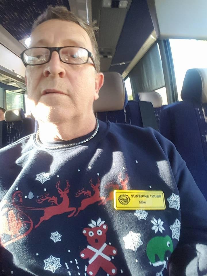 The last day of touring #8 with my tacky Christmas sweater and name tag! 😃