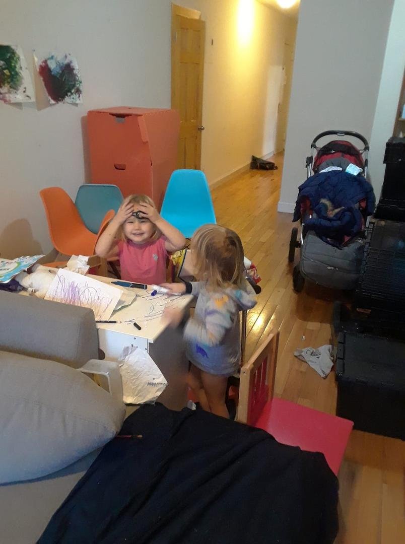 In NYC visiting grandbabies, a little messy tomorrow's moving day