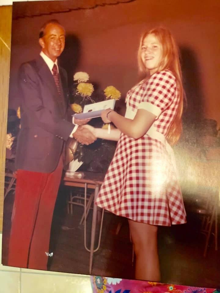 TBT - my sister, Karen Bolton, ran across this pic of my 9th grade graduation from Southwest. That hair!