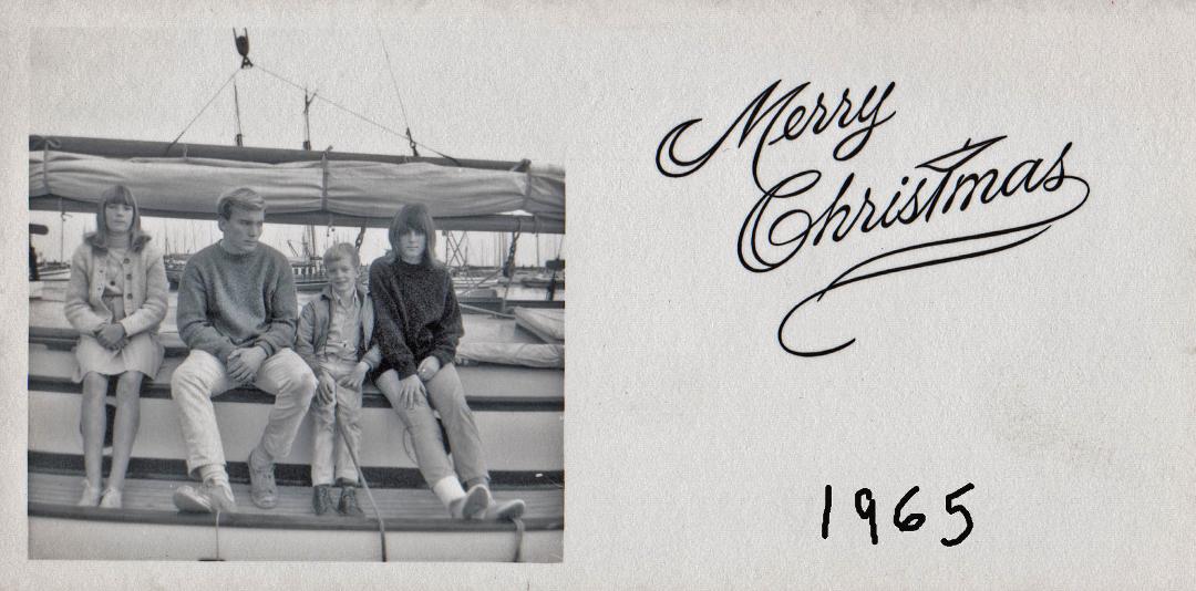 Ok, Wardie... Here's our yearly Xmas photo our mom had us do every year. Zaza, Johnny, Tom, and KoKo. I had a cast on my leg from slipping in Patty Edwards house.