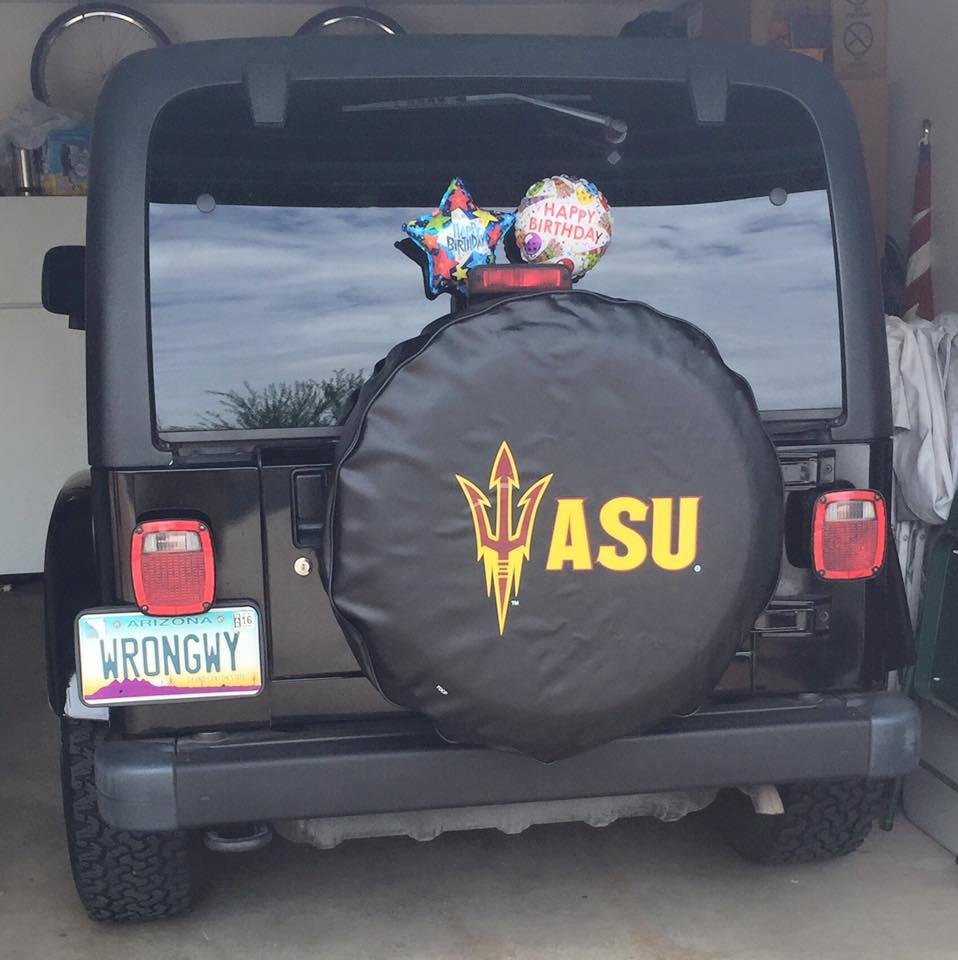 The best birthday gift this year came from my son Joseph Berndt. I guess after giving the dealership free advertisement for over 11 years it was time to upgrade to my new ASU tire cover.