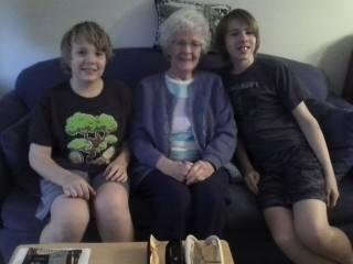 My 2 sons with my mother....their grandma.