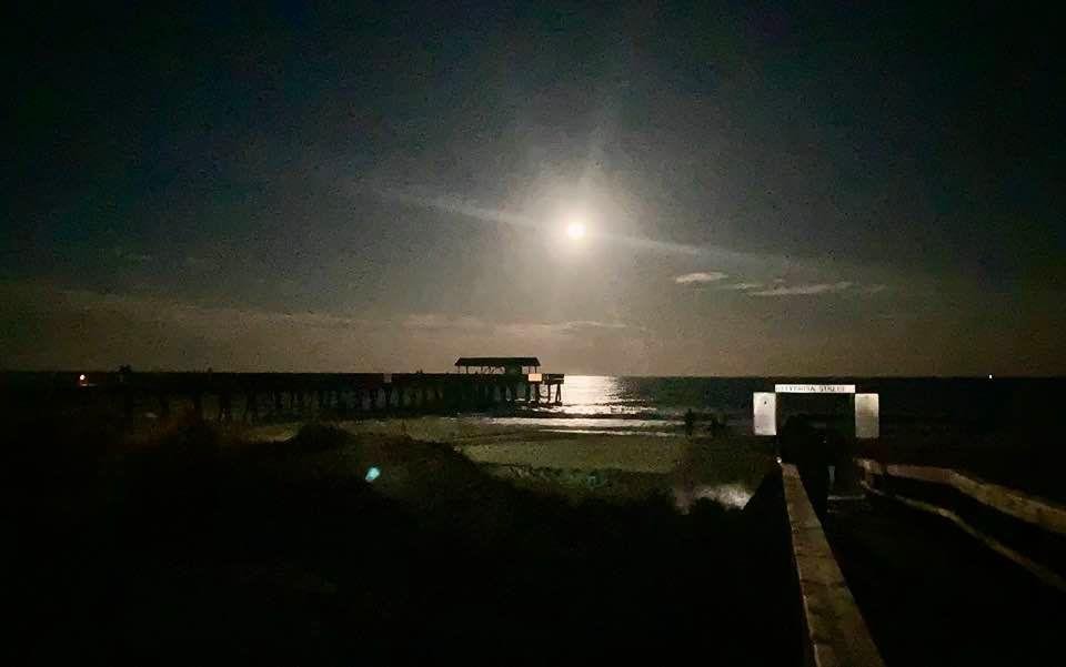 Moonrise over Tybee Pier last night.