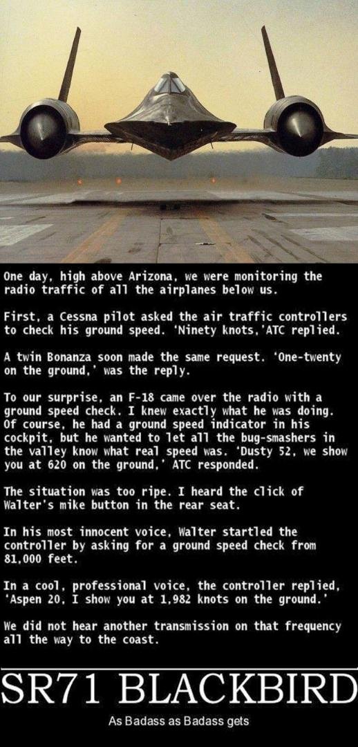 One of my favorite anecdotes concerning the fastest aircraft ever!