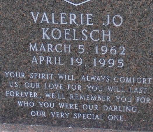Sweet gal...one of my softball team mates back in the 90's....I will never forget.....April 19, 1995...20 blocks away...my work building shook..