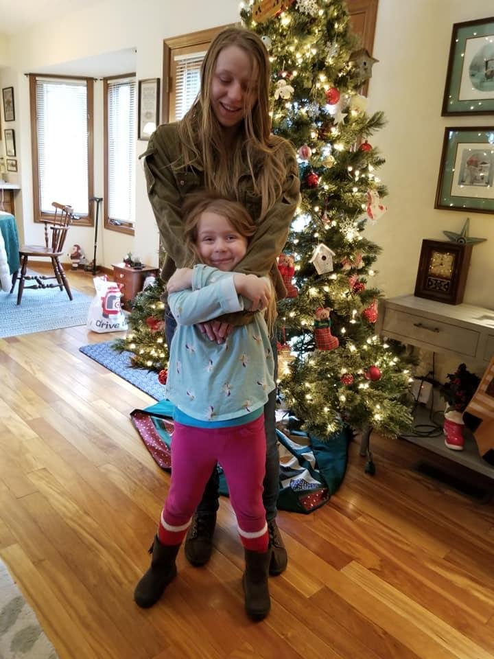 Granddaughter April and Aurora,Christmas 2018