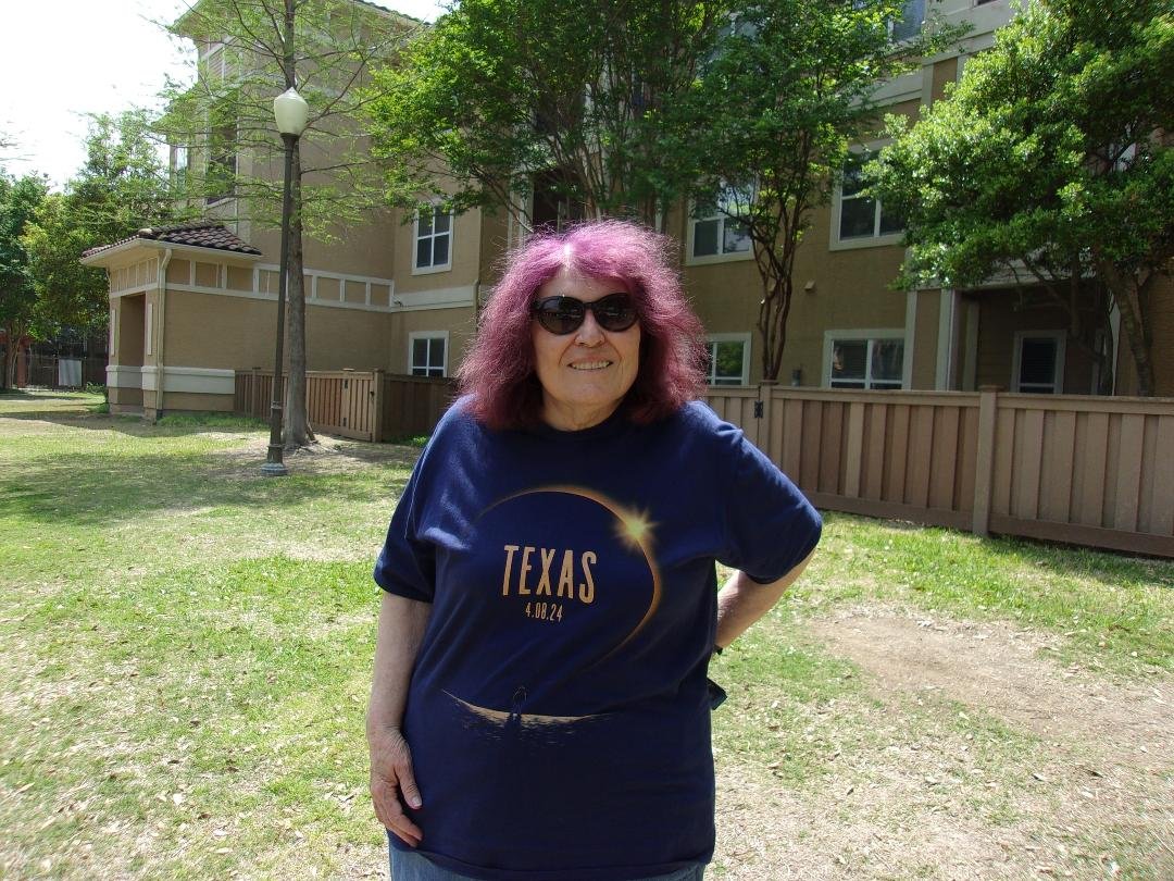 During the eclipse, April 8, 2024, outside our building.