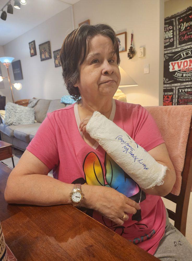I fell down again but this time I broke my wrist.