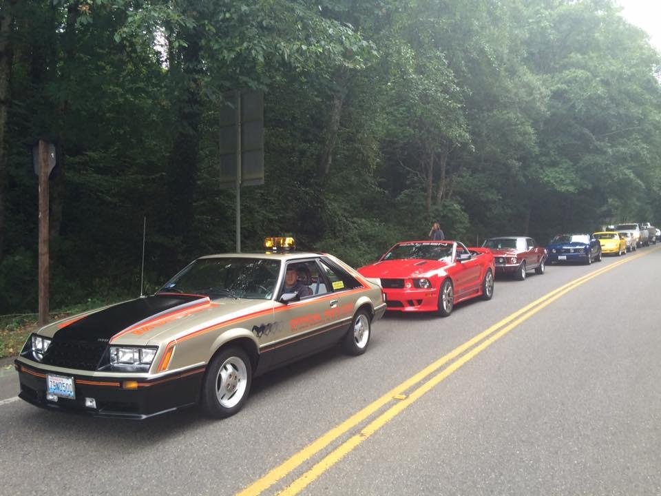 Waiting in line for Kitsap Mustang Club show. Mustangs NW caravan.