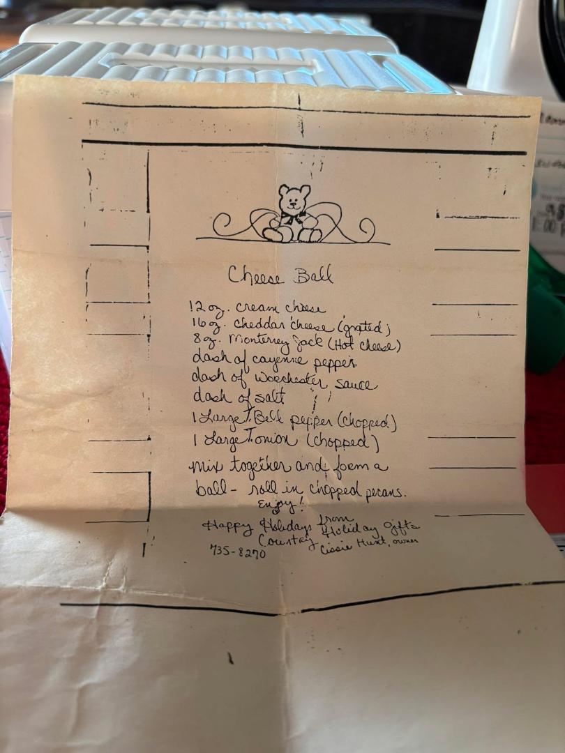 If you remember Country Holiday Gifts owned by Cissie Hunt, you might remember this recipe. I was going through old recipes and found it.