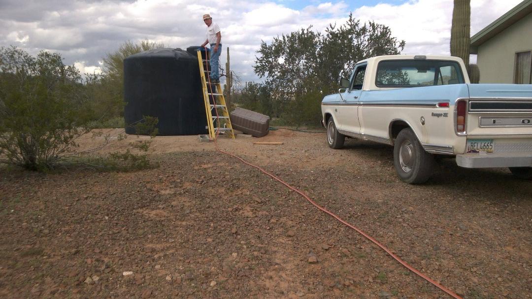 New to us a 2500 gallon water tank installed and filled !!! YEA