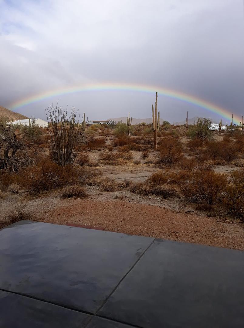 Finally, rain for the desert, snow for the high country and and rainbow for good luck!