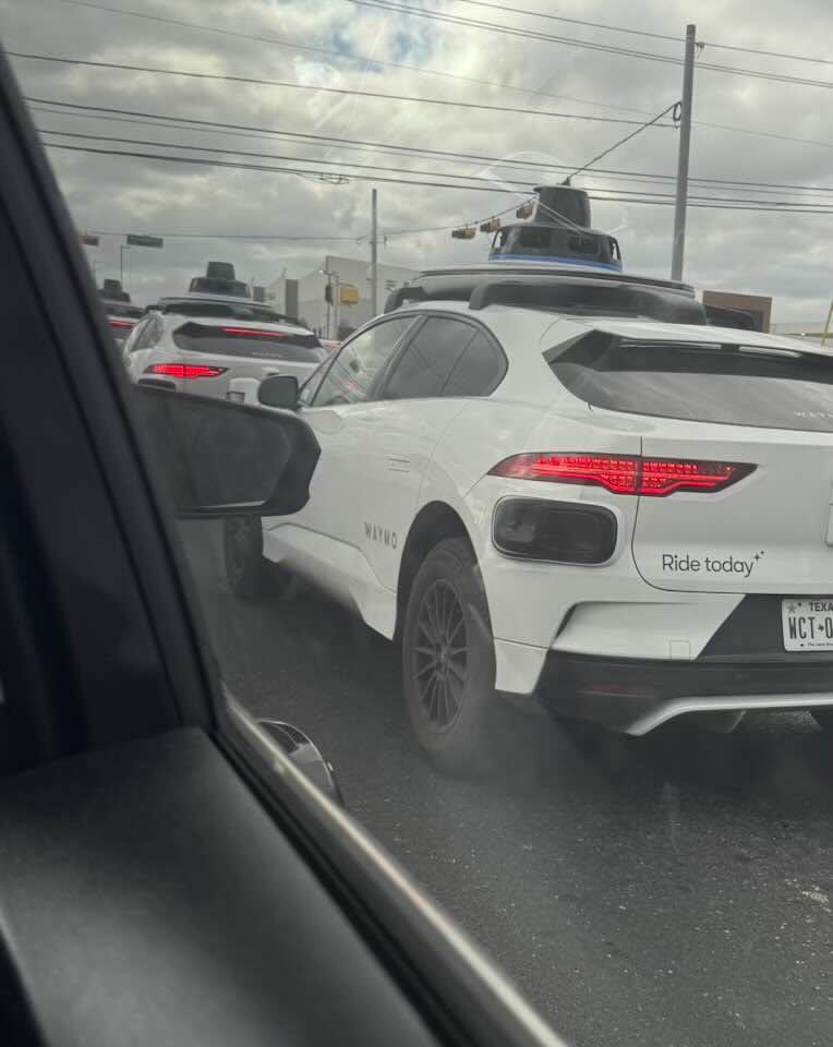 We saw 4 of these (Waymo) self driven Ubers at a traffic light in Austin. Pretty crazy but then probably being driven better than most of the other cars on the road