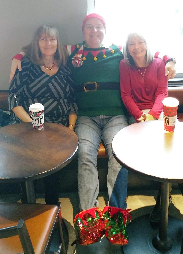 While everyone was waiting to see Santa in the mall this elf was not on the shelf but out at Starbucks having coffee. Thanks for the awesome  picture Rob