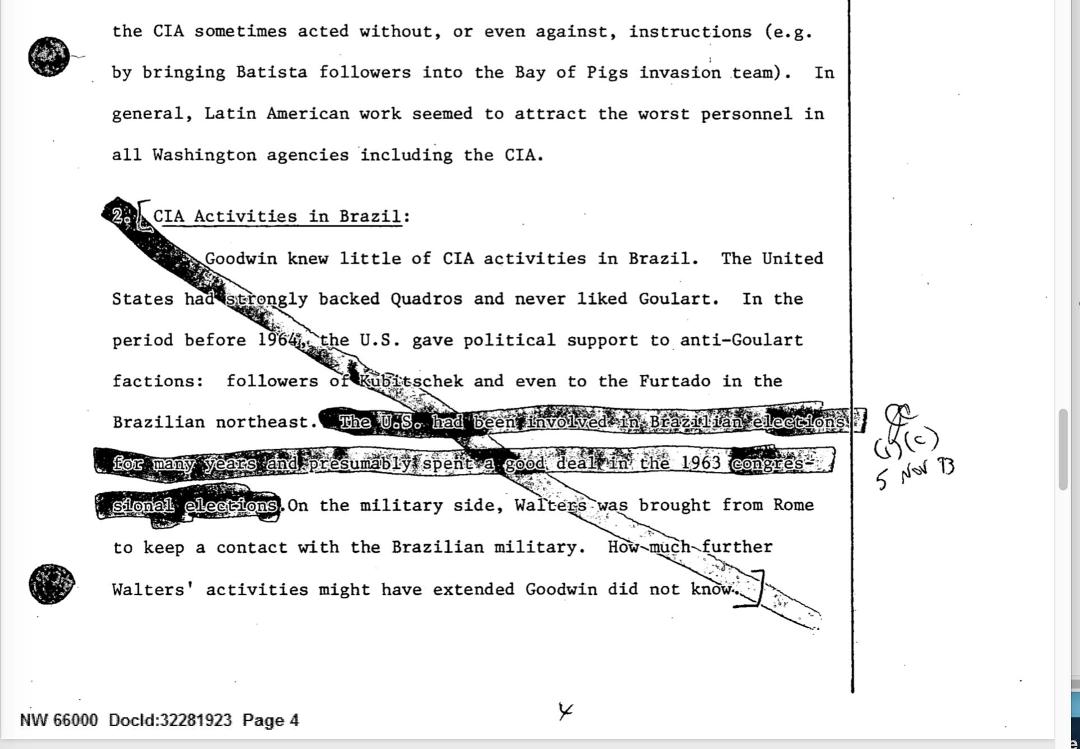 For those who bristle at the thought the Russians could insert themselves into our elections, here is a released document from the CIA JFK materials which appeared a couple of weeks ago. The now unredacted text says "The US
