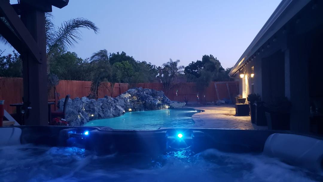Spa is finally done, here's the new view in the backyard.