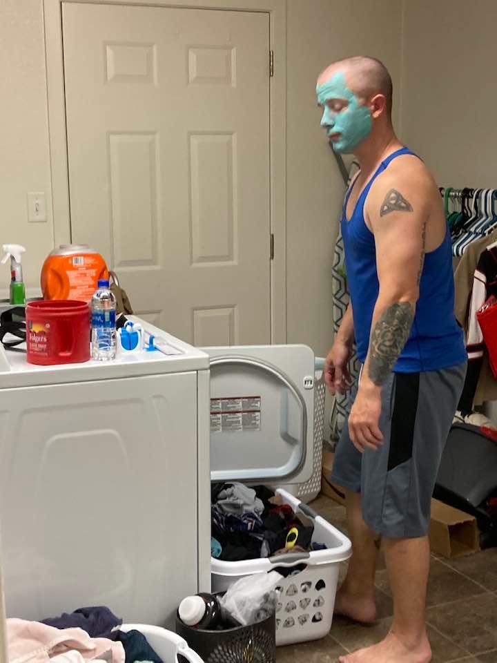 He’s sooo gunna kick my butt lol, Kenzie’s doin they were both smurfs but I caught Cody