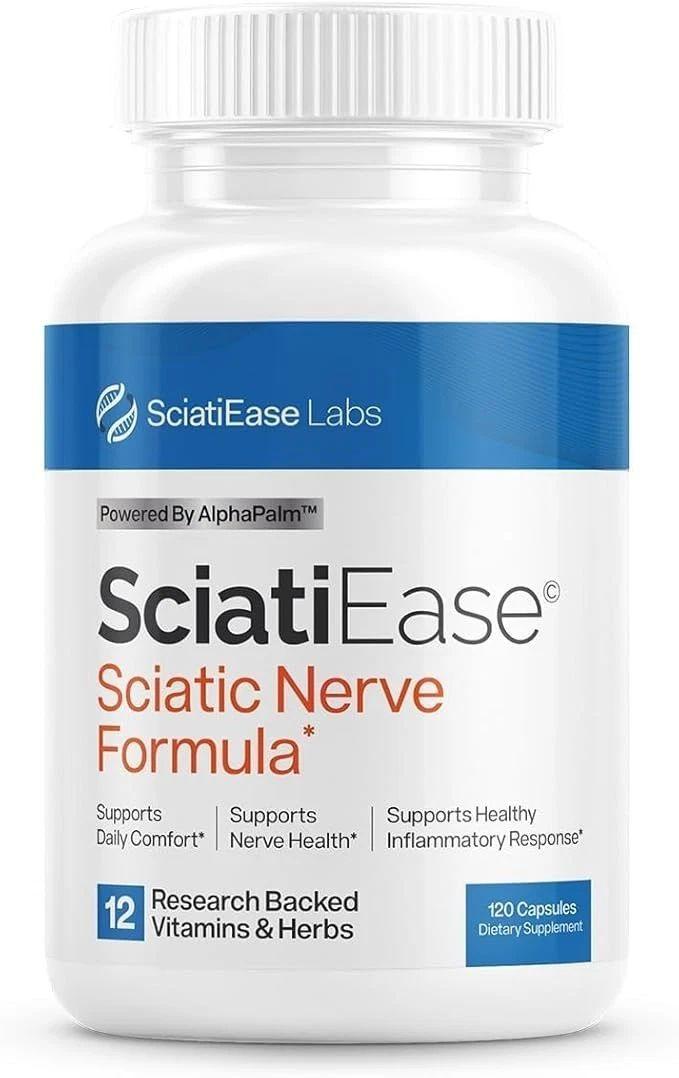 SciatiEase Labs Sciati Ease Sciatic Nerve Formula 120 Capsules for relief.
Get daily relief and support for sciatic nerve health with Sciati Ease—a science-backed formula made to boost nerve function, ease discomfort, and