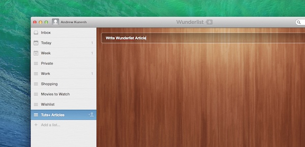 Adding an item to a Wunderlist list