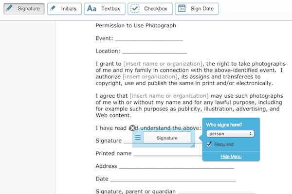 Adding signature fields to a document