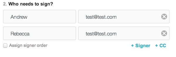 Adding signees to a HelloSign document