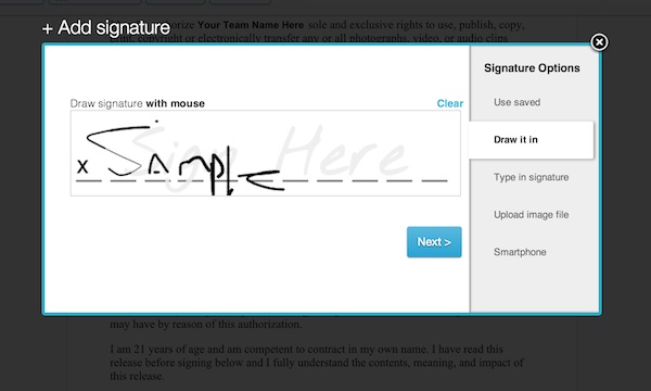 Drawing a signature