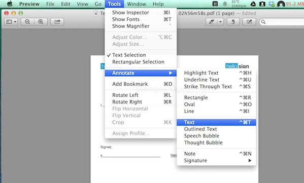 Adding text to a PDF via the Annotate window