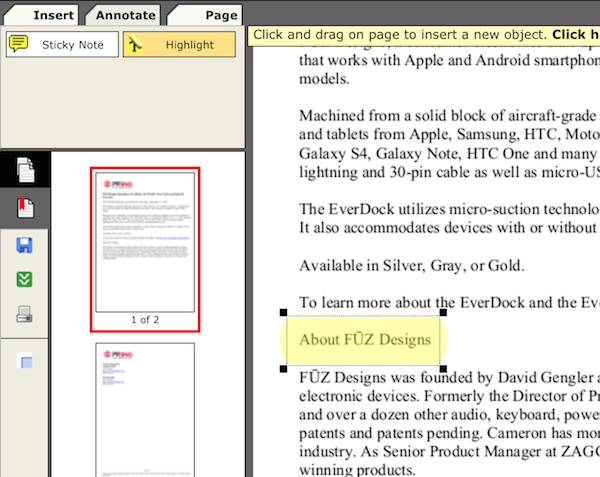 Highlighting documents