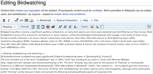 MediaWiki editor view