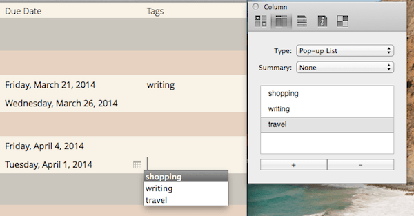 add drop-down list column in OmniOutliner