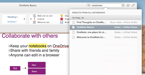Search through notes