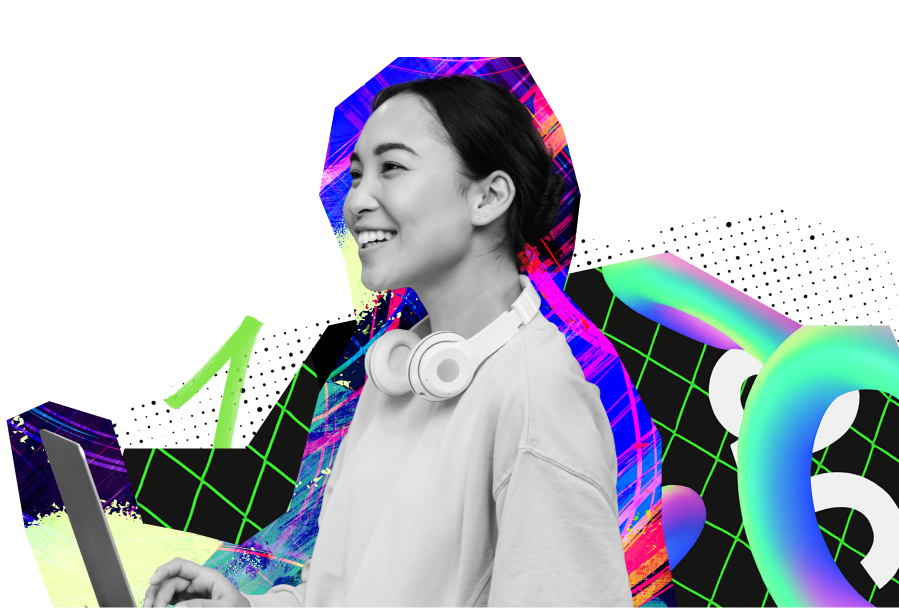 Person smiling and learning