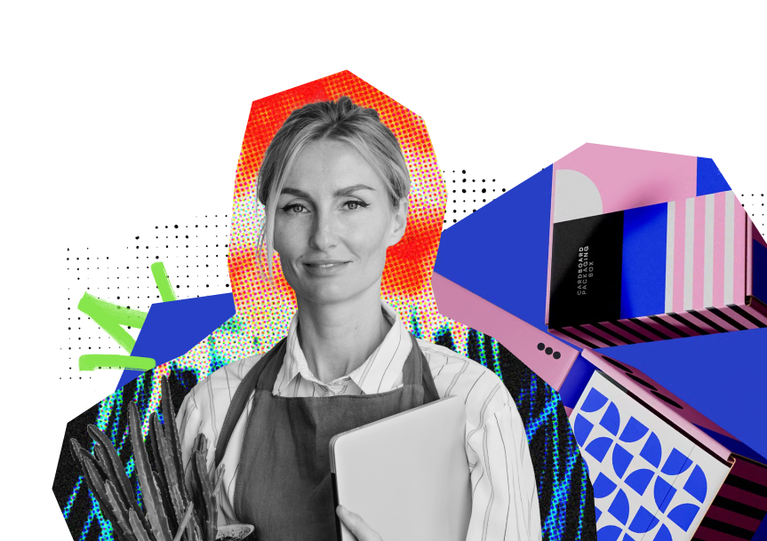 Person holding plant and notebook