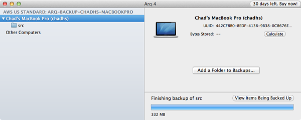 Arq Backup Finishing