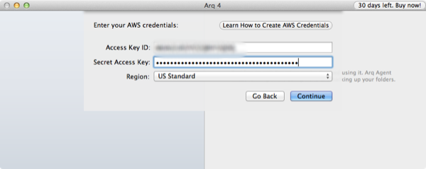 Arq Backup Setup S3 Credentials