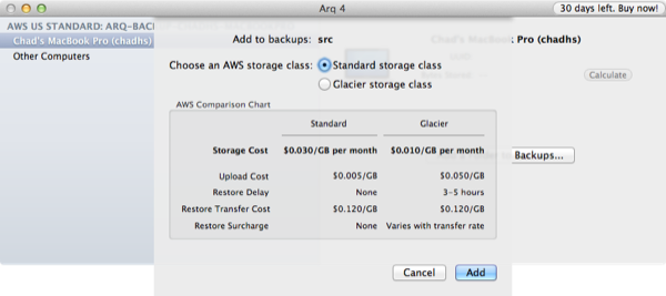 Arq Choose Storage Type