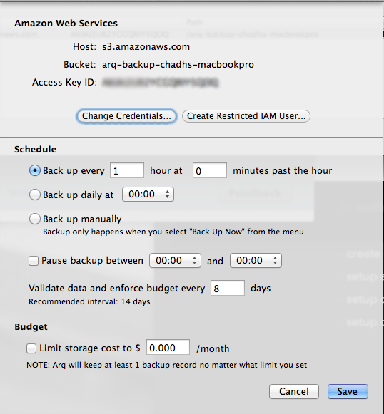 Arq Edit Backup Settings