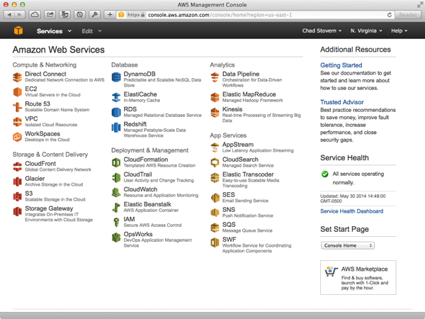 Amazon Web Services Account Panel