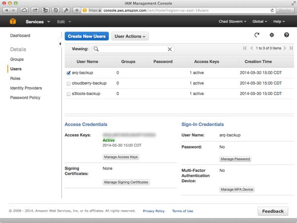 Amazon Web Services IAM User Listing
