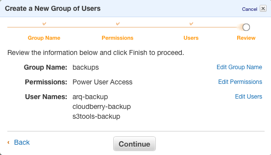 Amazon Web Services IAM Verify Group Settings