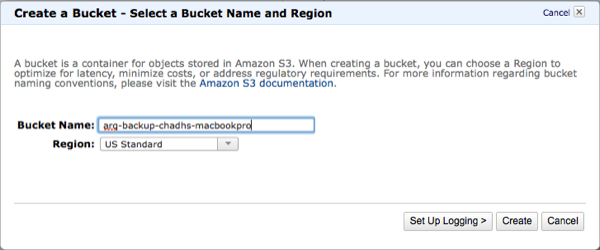 Amazon Web Services S3 Create Bucket